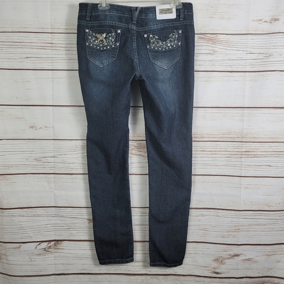 At Seven | Jeweled Butterfly Skinny Jeans - Picture 4 of 7